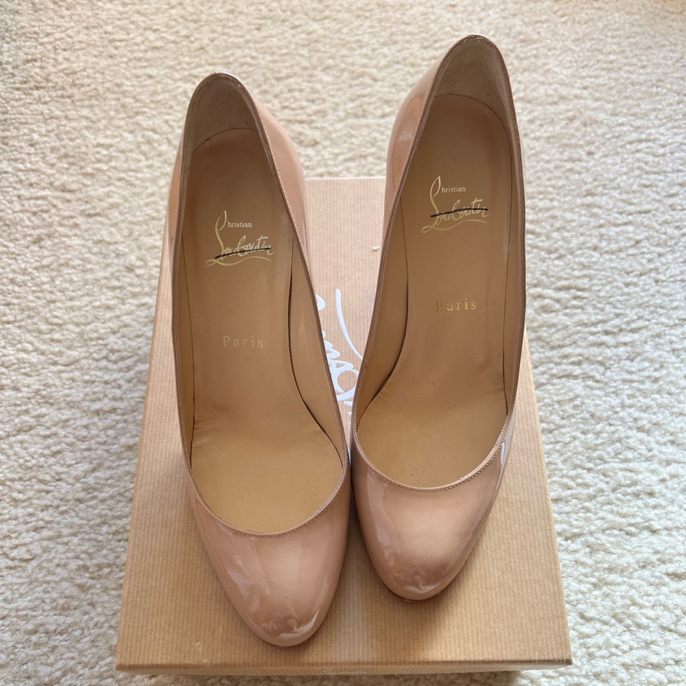 Christian louboutin simple 100 mm pump nude- size 38